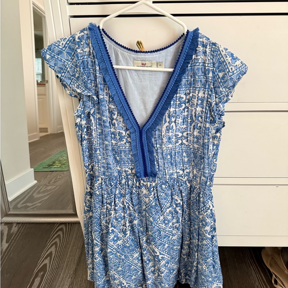 Vineyard Vines Blue and White Patterned Dress
